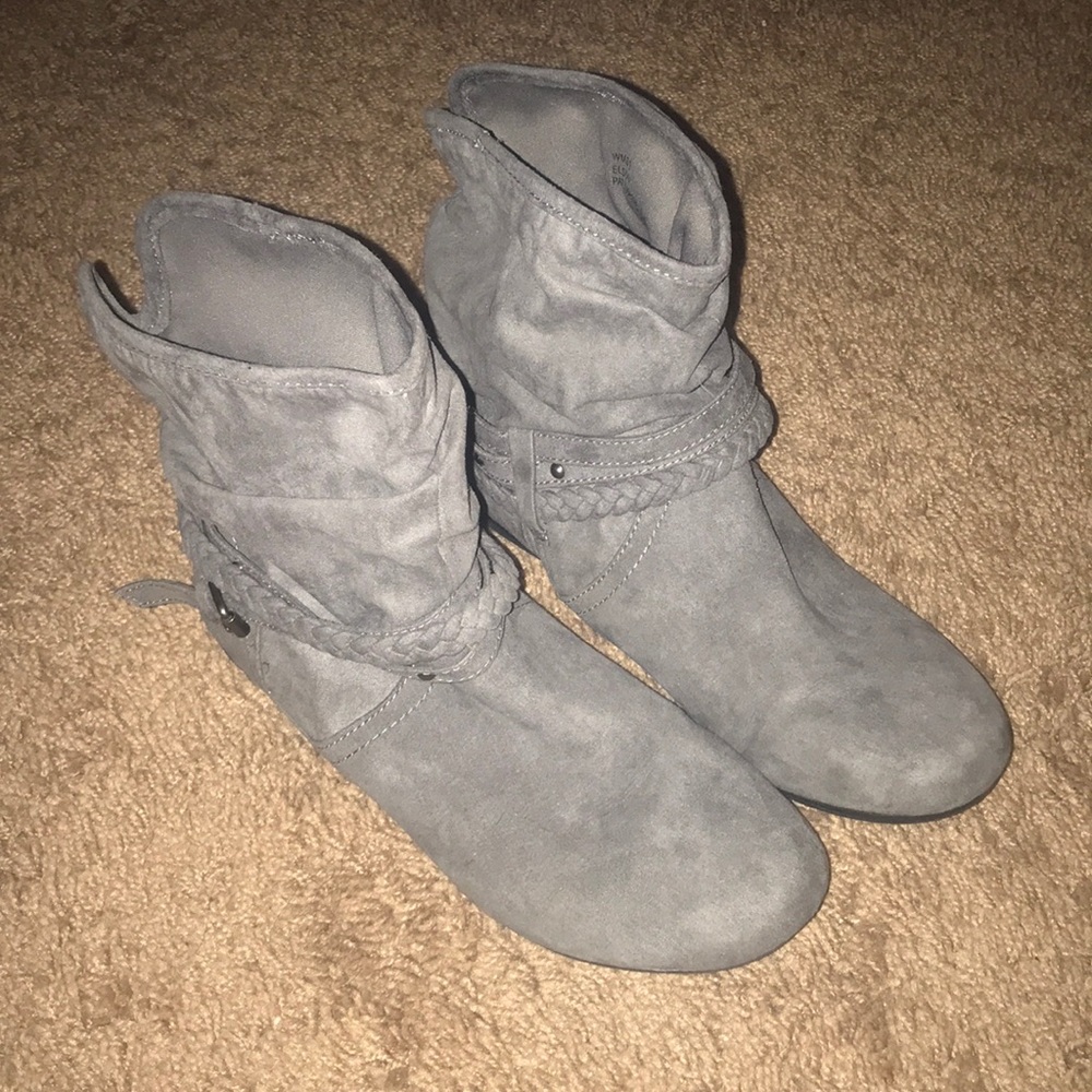 Gray ankle booties